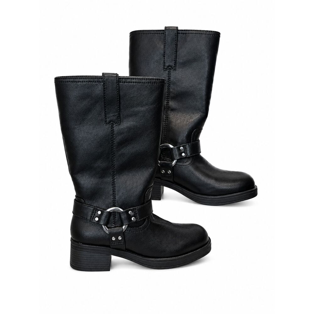 SUGAR HUNCHO MOTO RIDING HARNESS FAUX LEATHER BOOTS